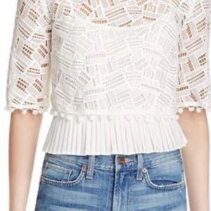 French Connection Freddy white lace geo illusion top